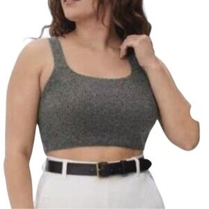 Everlane cozy dark gray grey stretch crop top size Medium NWT